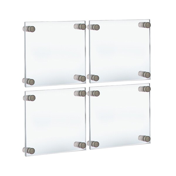 Floating Acrylic Gallery Wall Frames W/Slvr Stand Off Caps, Graphic Size:6x6in, Overall Size:9x9in, 4PK